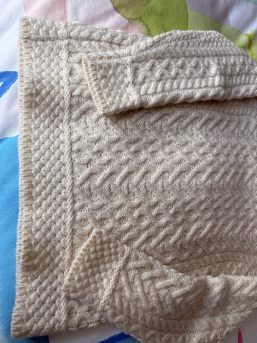 ARAN MOR Women's sz S Irish cable knit sweater polo neck natural white - Picture 5 of 14